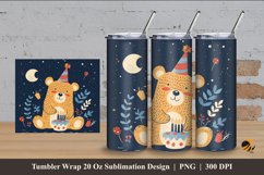 Birthday Bear Tumbler Wrap Sublimation Design 4 Product Image 1