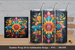 Floral Splendor Tumbler Wrap Sublimation Design 4 Product Image 1