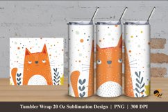 Orange Cat Tumbler Wrap Sublimation Design 4 Product Image 1