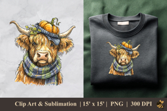 Fluffy Highland Cow DTF Sublimation Clipart Design 4 Product Image 1