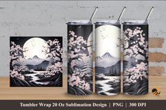 3D White Sakura Tumbler Wrap Sublimation Design 4 Product Image 1