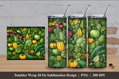 Vegetable Doodle Tumbler Wrap Sublimation Design 4 Product Image 1