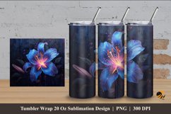 Blue Lilies Tumbler Wrap Sublimation Design 4 Product Image 1