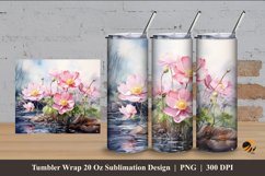 Watercolor Anemone Tumbler Wrap Sublimation Design 4 Product Image 1