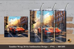 Sport Car At City Tumbler Wrap Sublimation Design 4 Product Image 1