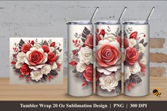 Classic Floral Bouquet Tumbler Wrap Sublimation Design 4 Product Image 1