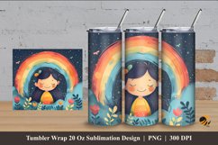Girl And Rainbow Tumbler Wrap Sublimation Design 4 Product Image 1
