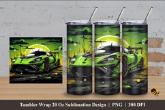 Green Car Illustration Tumbler Wrap Sublimation Design 4 Product Image 1
