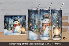 Snowman And Lamp Tumbler Wrap Sublimation Design 4 Product Image 1