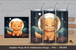 Cute Orange Cat Tumbler Wrap Sublimation Design 4 Product Image 1