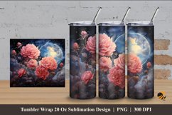 Moon And Rose Tumbler Wrap Sublimation Design 4 Product Image 1