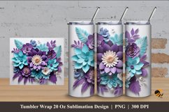 3d Artificial Flower Tumbler Wrap Sublimation Design 4 Product Image 1