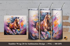 Horse Painting Tumbler Wrap Sublimation Design 4 Product Image 1