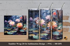 Lake Lotus Tumbler Wrap Sublimation Design 4 Product Image 1