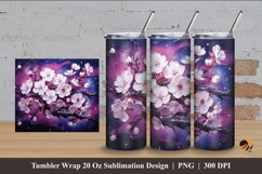 Airbrush Sakura Tumbler Wrap Sublimation Design 4 Product Image 1