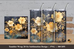Golden Flower Tumbler Wrap Sublimation Design 4 Product Image 1