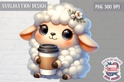 Cute Animal coffee lover Sublimation Design PNG Spring Product Image 1