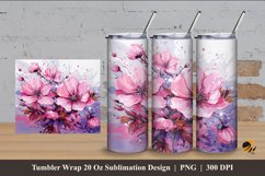 Flower Painting Tumbler Wrap Sublimation Design 4 Product Image 1