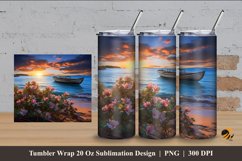 Floral Beach Tumbler Wrap Sublimation Design 4 Product Image 1