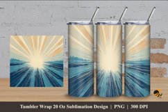 Retro Blue Rays Tumbler Wrap Sublimation Design 4 Product Image 1