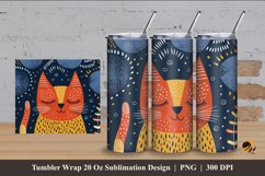 Scandinavian Cat Tumbler Wrap Sublimation Design 4 Product Image 1