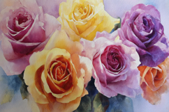 Watercolor Colorful Roses Background Product Image 1