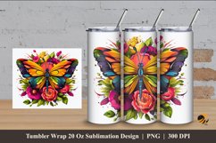 Flowering Butterfly Tumbler Wrap Sublimation Design 4 Product Image 1