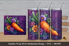 Carrot And Flower Tumbler Wrap Sublimation Design 4 Product Image 1
