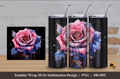 Water Splash Rose Tumbler Wrap Sublimation Design 4 Product Image 1