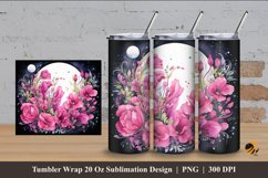Fuchsia Flower Tumbler Wrap Sublimation Design 4 Product Image 1