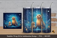 Fantasy Sea Lions Tumbler Wrap Sublimation Design 4 Product Image 1