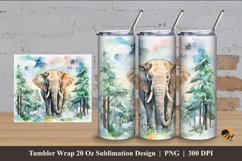 Elephant Nature Tumbler Wrap Sublimation Design 4 Product Image 1