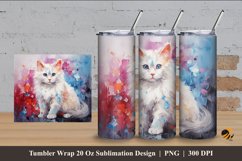 Cats Watercolor Tumbler Wrap Sublimation Design 4 Product Image 1