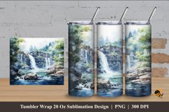 Painting Blue Waterfall Tumbler Wrap Sublimation Design 4 Product Image 1