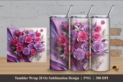 Pretty Rose Tumbler Wrap Sublimation Design 4 Product Image 1