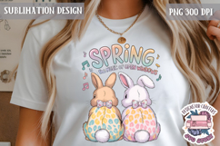 Cute Bunnies Spring Sublimation Design PNG Easter Hoop bunny Product Image 1
