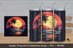 Circular Sunset Beach Tumbler Wrap Sublimation Design 4 Product Image 1