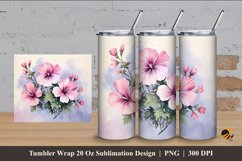 Mallow Flower Tumbler Wrap Sublimation Design 4 Product Image 1