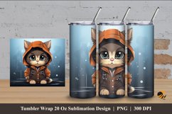 Cat Wearing Jacket Tumbler Wrap Sublimation Design 4 Product Image 1