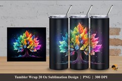 Colorful Maple Tree Tumbler Wrap Sublimation Design 4 Product Image 1