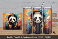 Panda Wearing Jacket Tumbler Wrap Sublimation Design 4 Product Image 1
