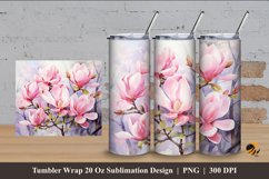 Painting Magnolia Tumbler Wrap Sublimation Design 4 Product Image 1