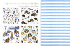 Sea Adventure Watercolor Clipart Boys, Girls, Captain Whale Product Image 4