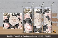 Roses Tumbler Wrap Sublimation Design 4 Product Image 1