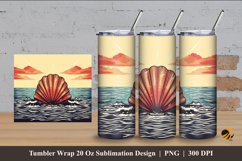 Retro shell Tumbler Wrap Sublimation Design 4 Product Image 1