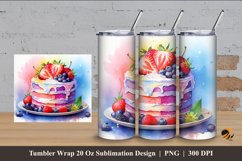 Watercolor Cake Tumbler Wrap Sublimation Design 4 Product Image 1