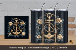 Anchor and Ropes Tumbler Wrap Sublimation Design 4 Product Image 1
