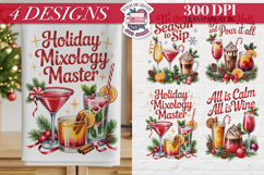 Christmas Cocktail Towels Clipart Sublimation 4 PNG Product Image 1