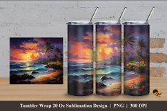 Beach at Night Tumbler Wrap Sublimation Design 4 Product Image 1