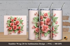 3D Beauty Rose Tumbler Wrap Sublimation Design 4 Product Image 1